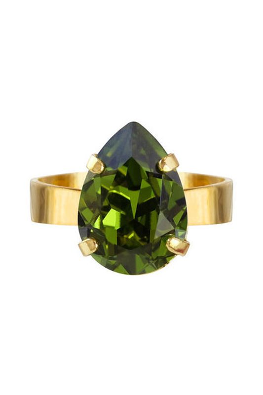 Mini Drop Ring Dark Moss Green 