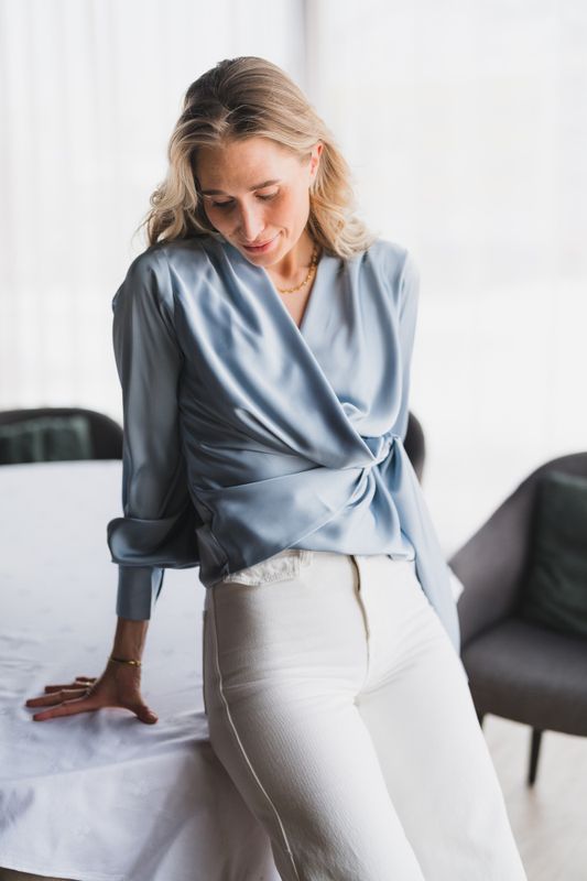 Ines Blouse Semi Rich Sky Blue 