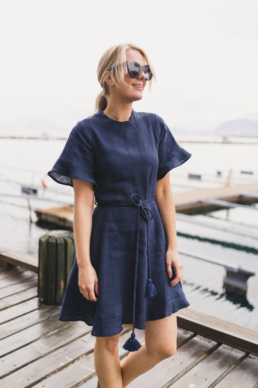 chinese dress ladies Francesca Linen Shirt Midi Dress
