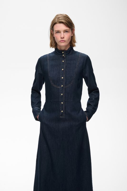 Hiro Dress Washed Dark Denim 