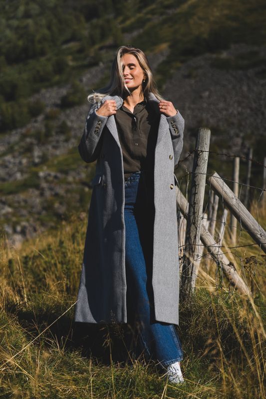 Tova LS Long Coat Light Grey Melange 