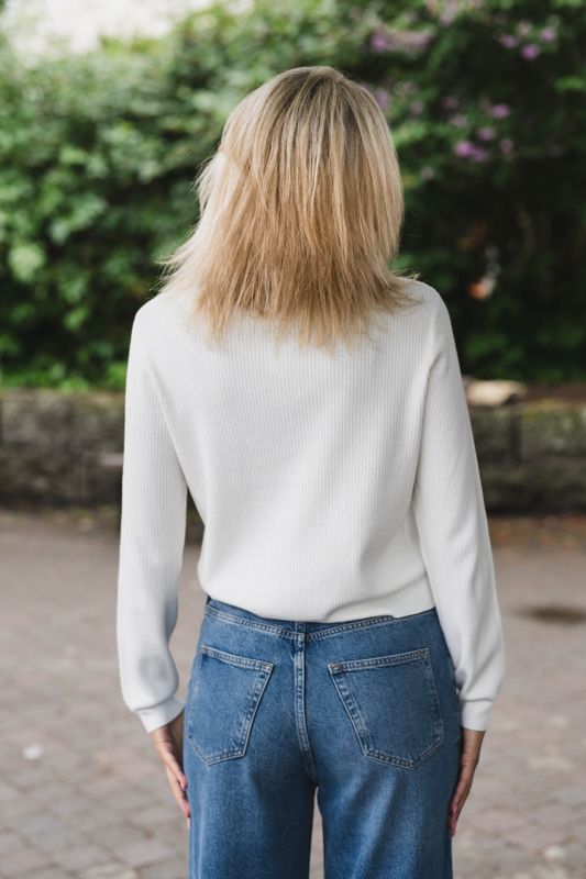Zelma Knit Denim Cardigan Offwhite 