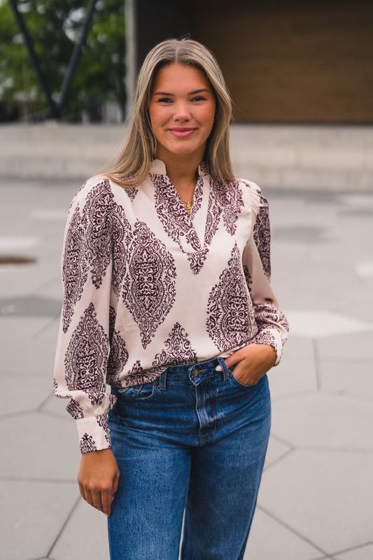 Rosslyn Paisley Drop Blouse Burgundy
