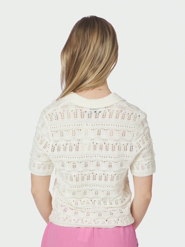 Marisini Stitch Polo Knit Top Offwhite 