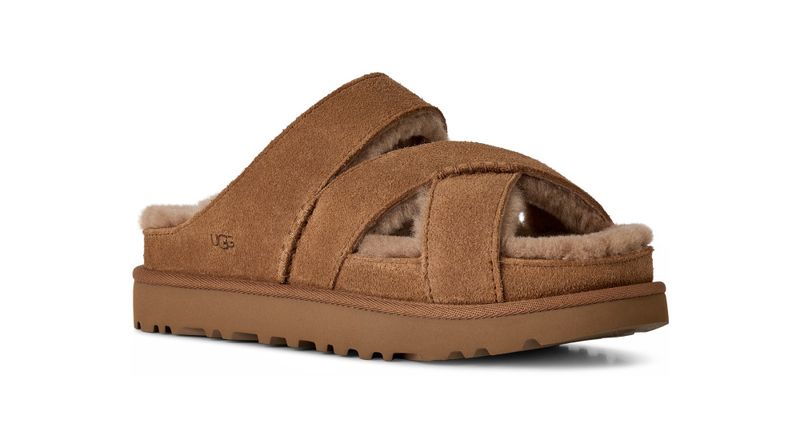 W Greenport Cross Strap Slide Chestnut 