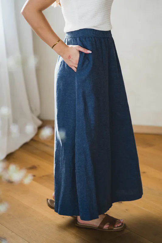 Pennie Ginia HW Skirt V Indigo Melange 