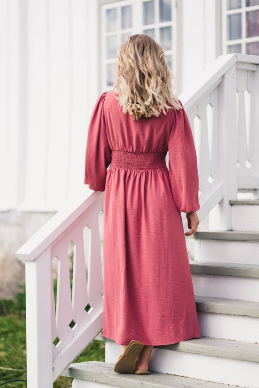 Annelie Solid Crepe Dress Cherry Pink 