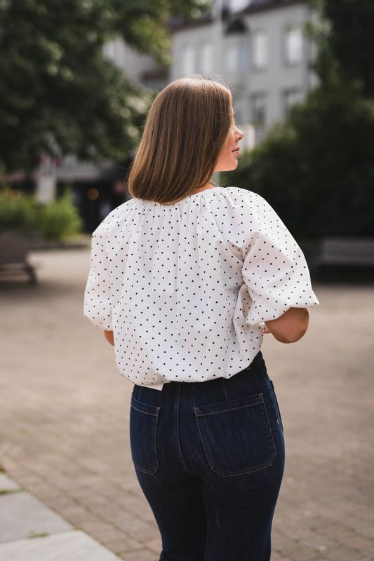 Noy Blouse Dot White Small Black 