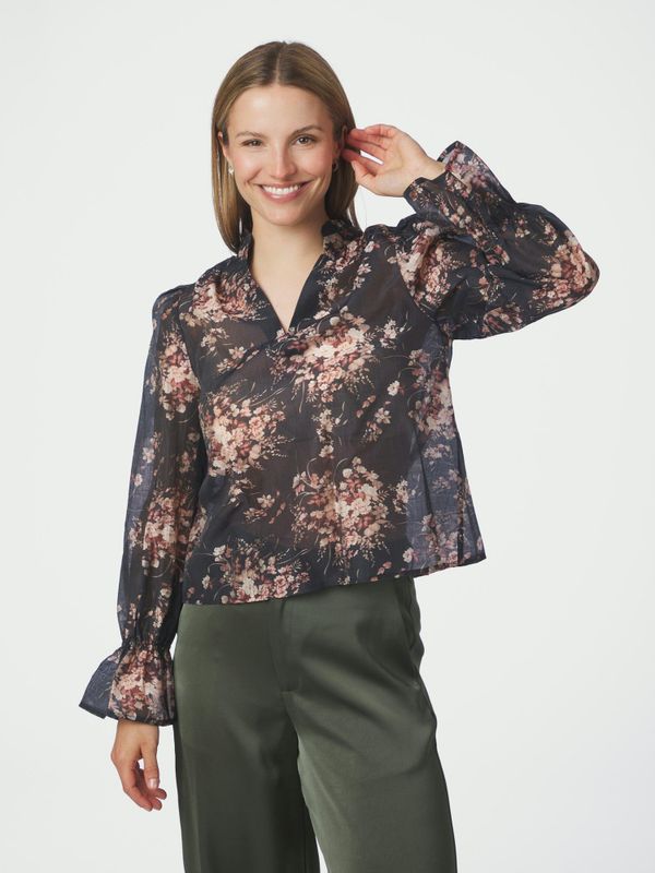 Amara Garden Flower Blouse Dark Navy 