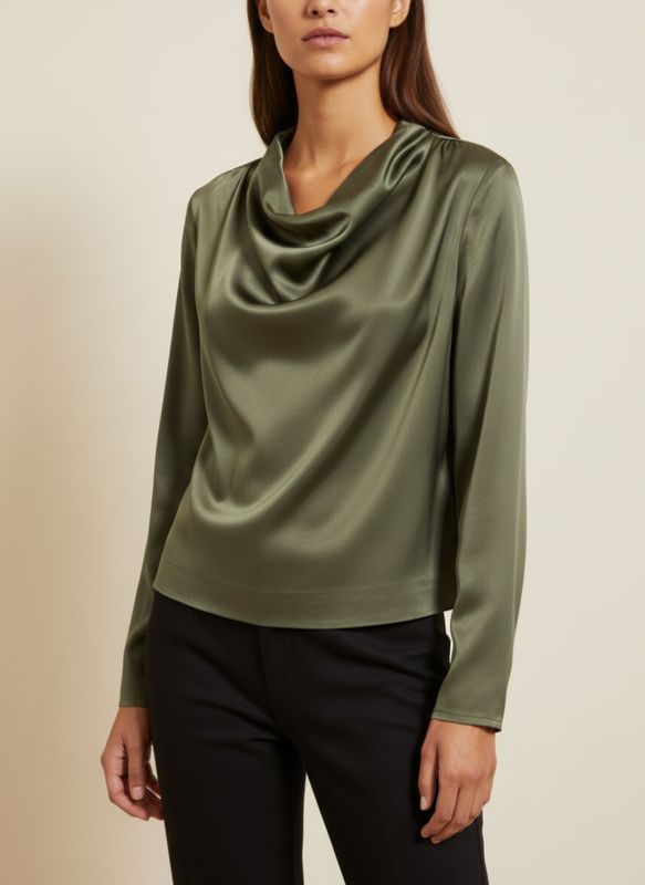 Beverly Satin Top Moss Green 