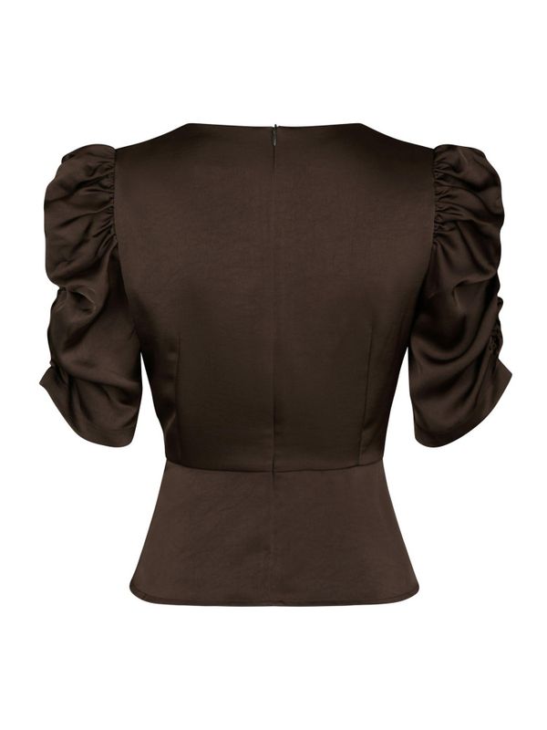 Benua Heavy Sateen Blouse Dark Brown 