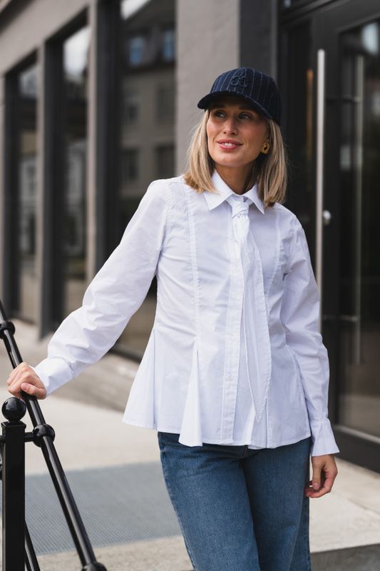 Poppy Peplum Tie Shirt White 