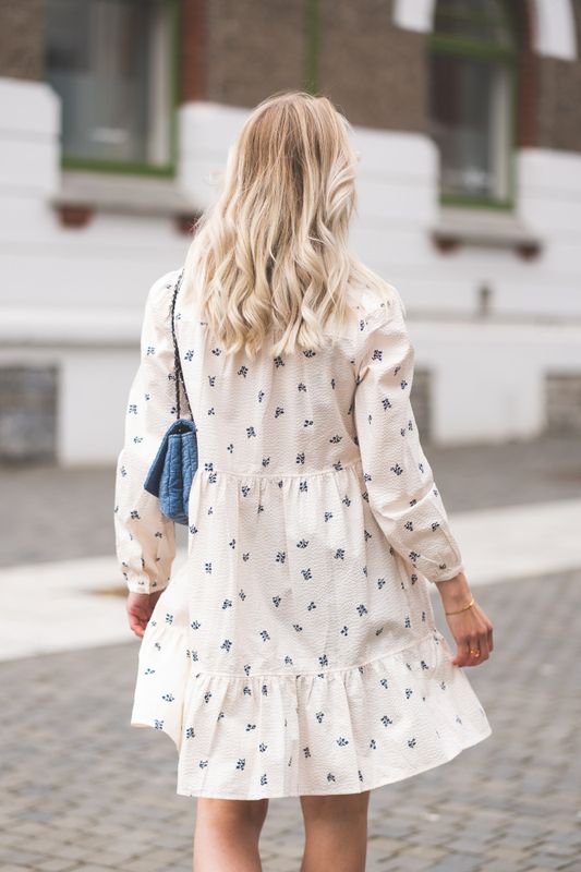 Nanena Dress Blue Bouquet Print