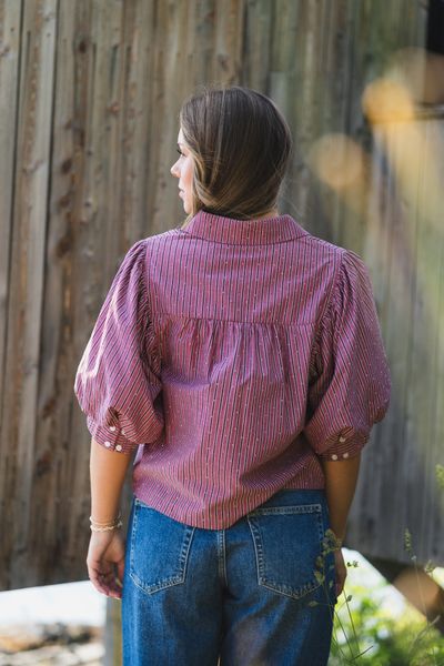 Hovedbilde Etta Soft Stripe Stone Shirt Dark Rose 