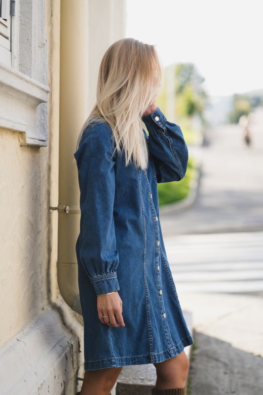 Rylan Elena Shirt Dress Mid Blue Wash 