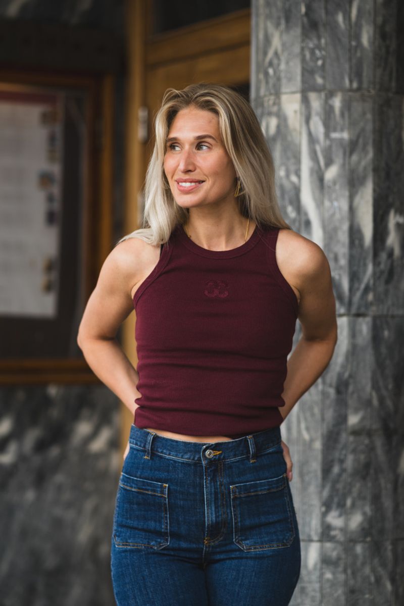 Sahara Embroidery Tank Top Winered 