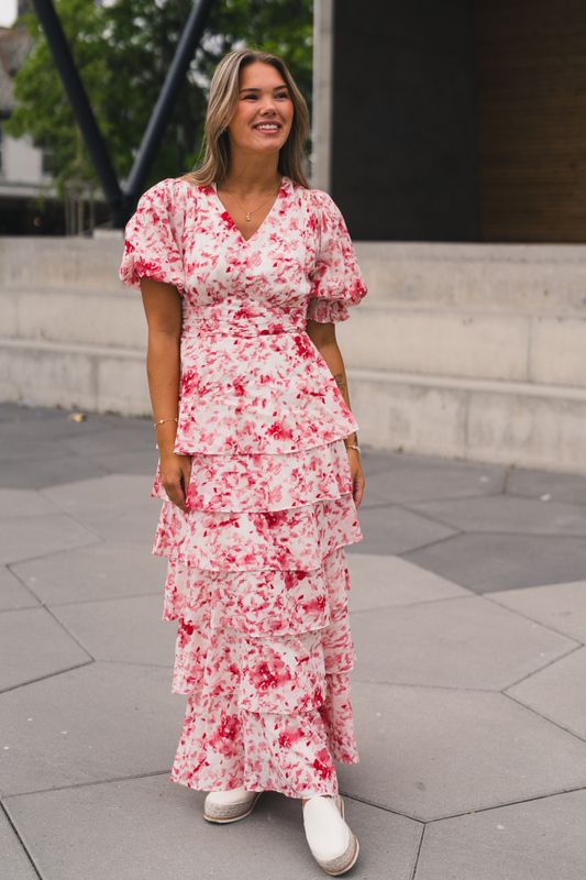 Noorie Blur Print Dress Red 