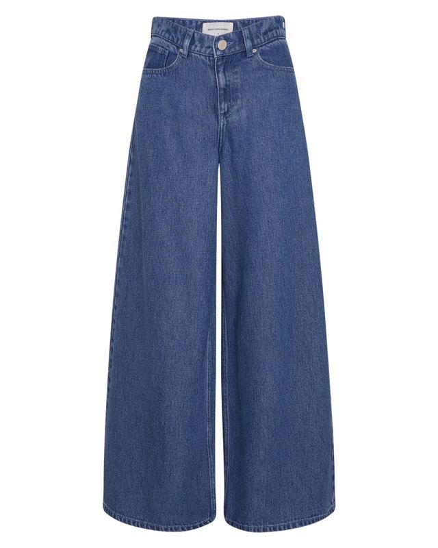 Ago Rue Wide Pants Long Mid Blue Wash 