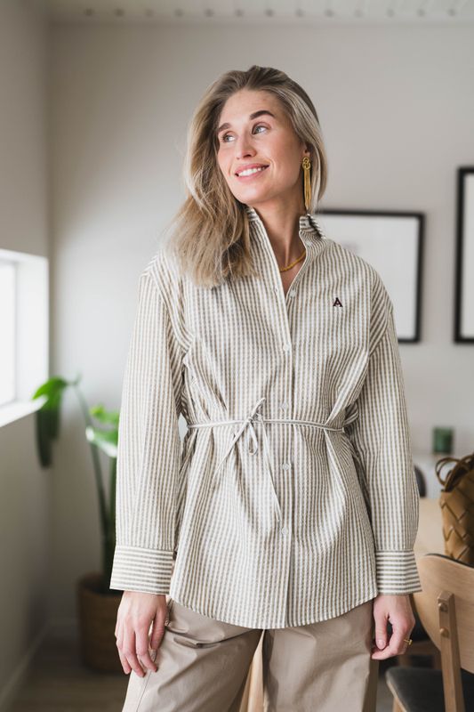 Palermo Seersucker Stripe Beige/White 