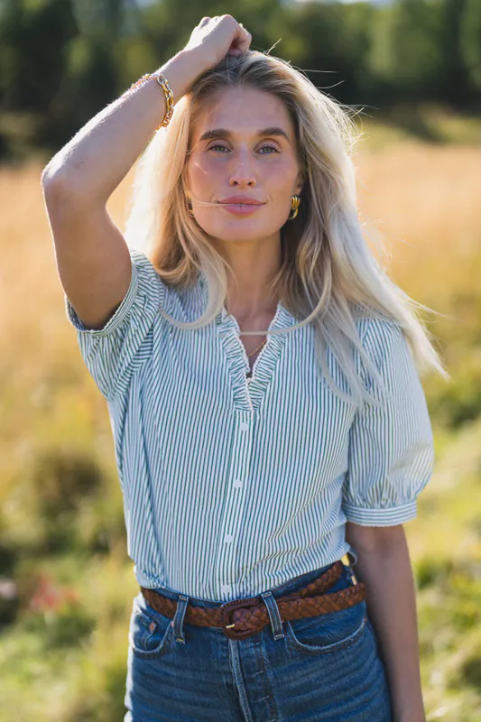 Ida Maja 2/4 V Shirt STP B White/Eng Ivy 