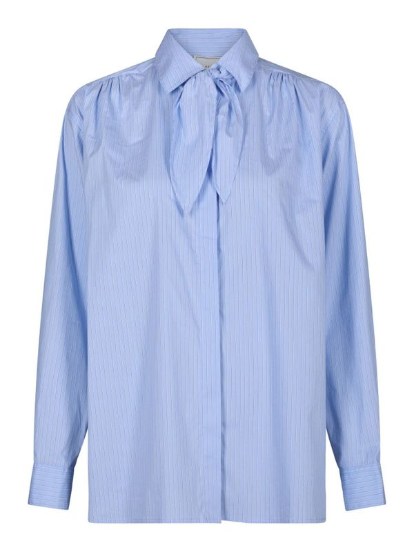 Rochelle Scarf Fine Stripe Shirt Light Blue 