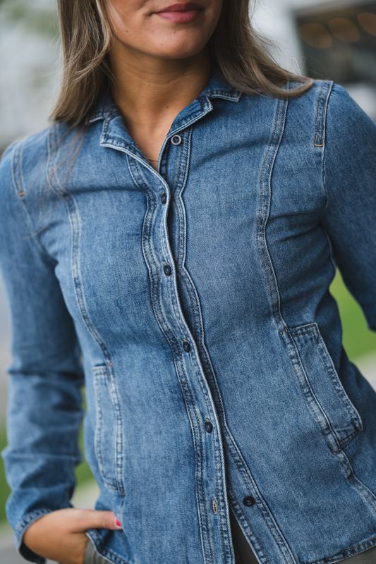 Dophina Fitted Shirt Washed Medium Denim 