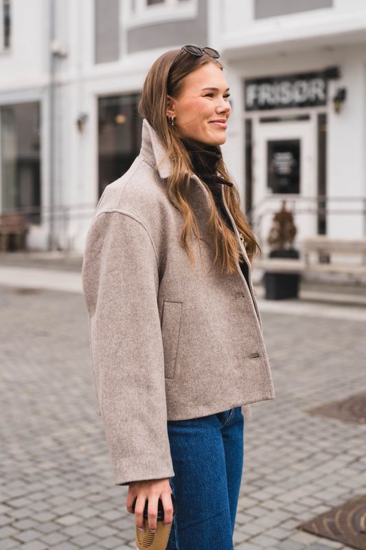 Hamra Herringbone Twill Jacket Beige Melange 