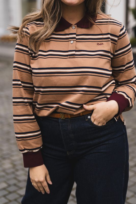 Grit Pique Sweater Camel Stripe