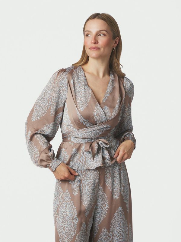 Rista Paisley Drop Blouse Dark Taupe/Light Blue 