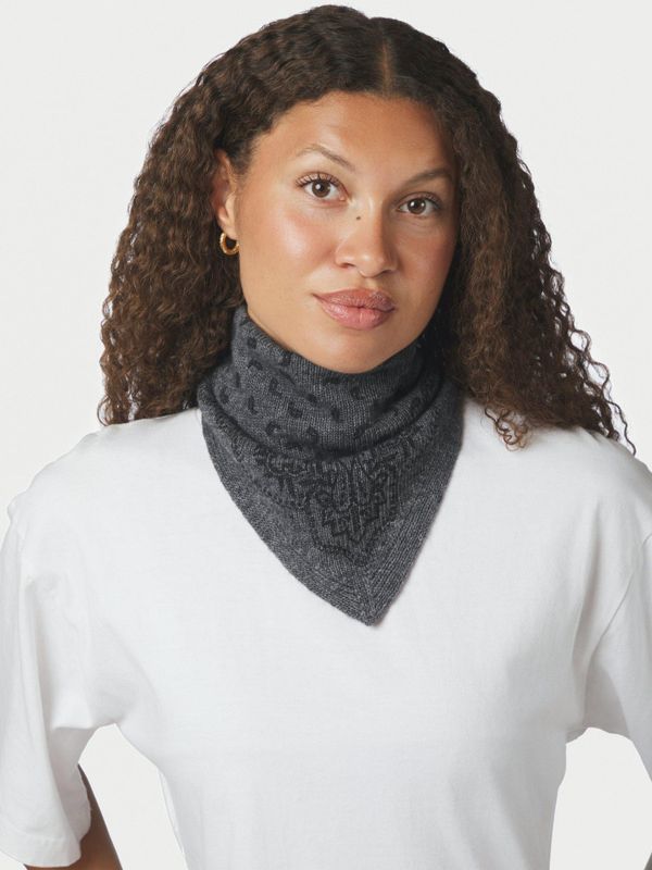 Ariya Paisley Knit Scarf Antracit Melange