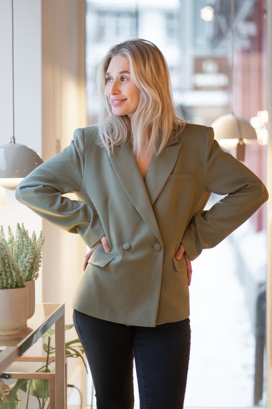Refined Blazer Olive Green 