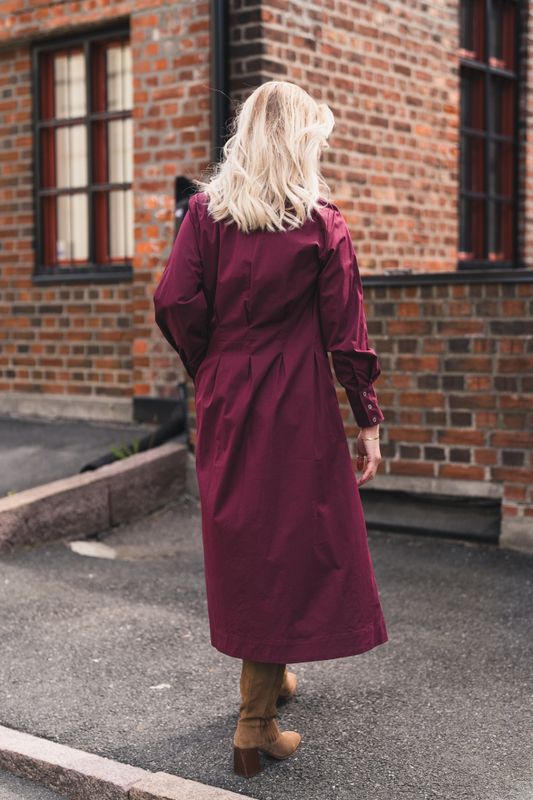 Poppy Shirt Long Dress Winered 