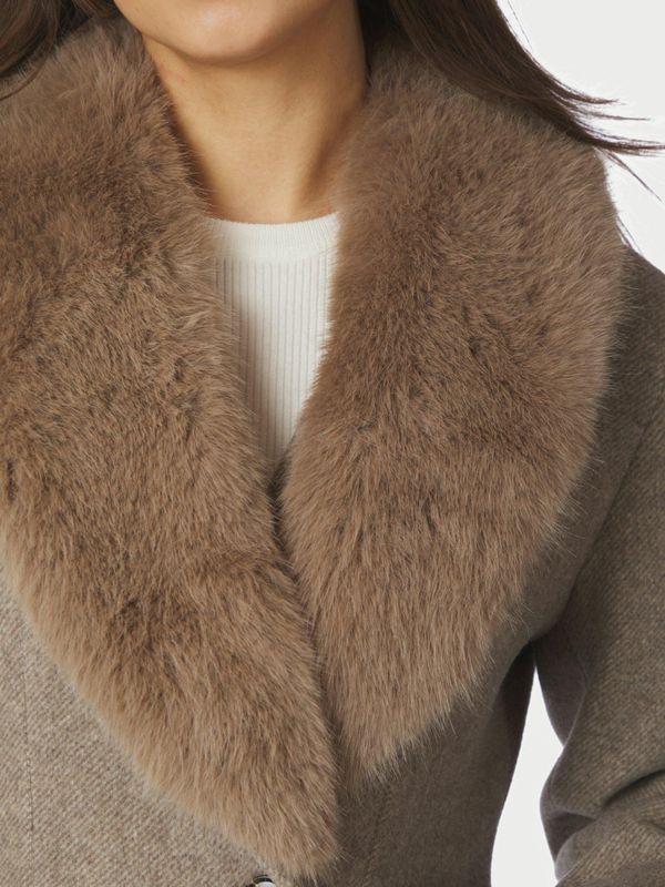 Corina Herringbone Twill Coat Beige Melange 