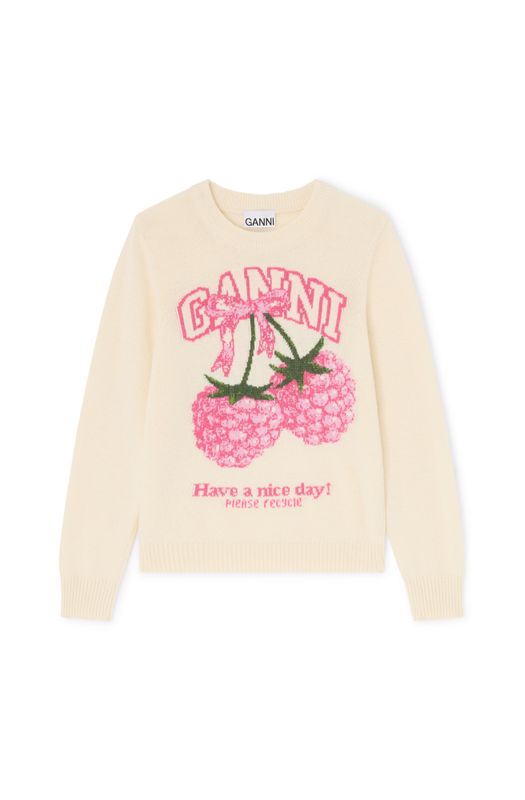 Graphic Wool Sweater Egret 