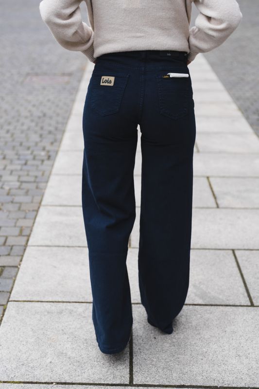 Palazzo Sponge Stretch Navy 