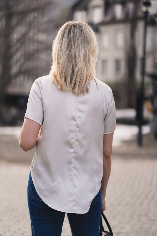 Satin Shortsleeve Blouse Offwhite 