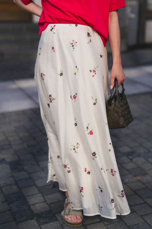 Faustina Skirt AOP Sand Flower 