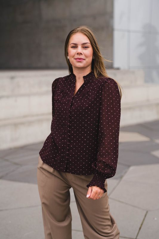 Astrida Dotted Blouse Burgundy 
