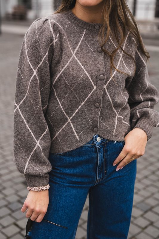 Koteas Check Knit Cardigan Taupe 