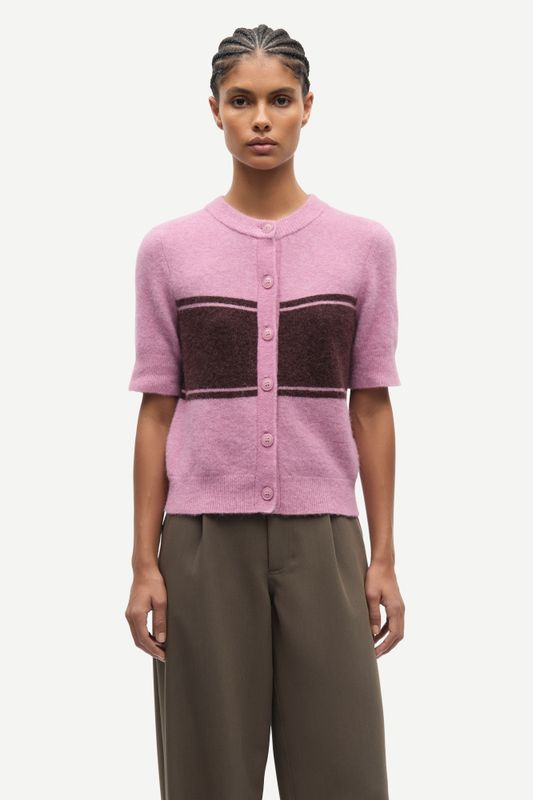 Sanoura SS Cardigan 15556 Orchid Wide Stripe 