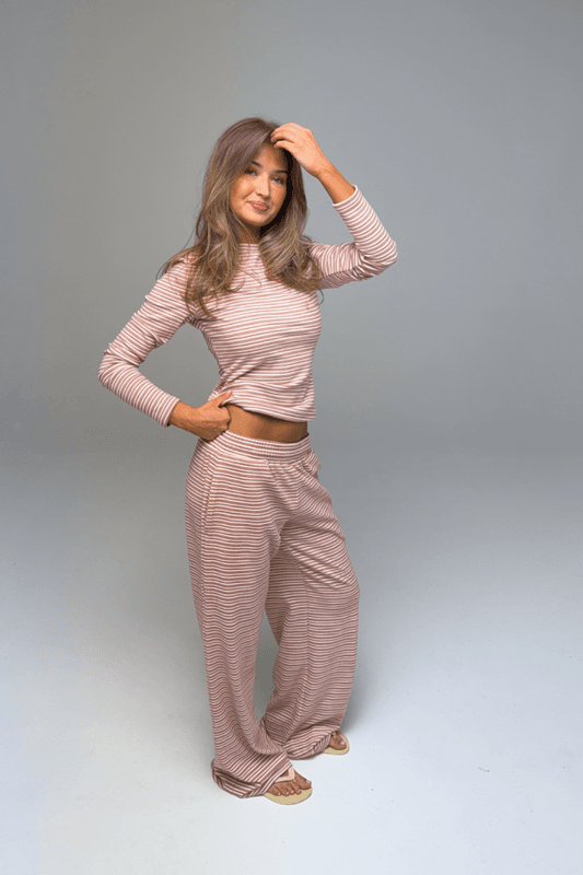 Palmer Soft Stripe Wide Leg Pants Pink/White