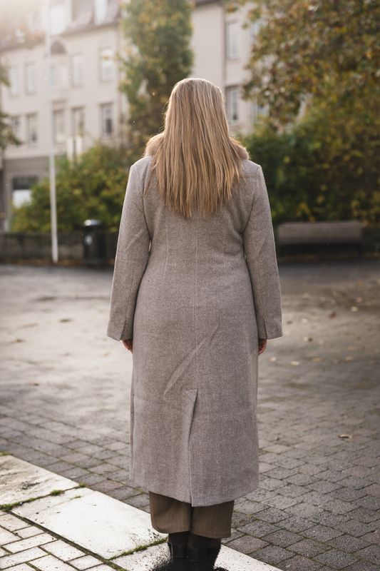 Corina Herringbone Twill Coat Beige Melange 