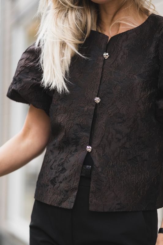 Aisa Brocade Blouse Dark Brown 