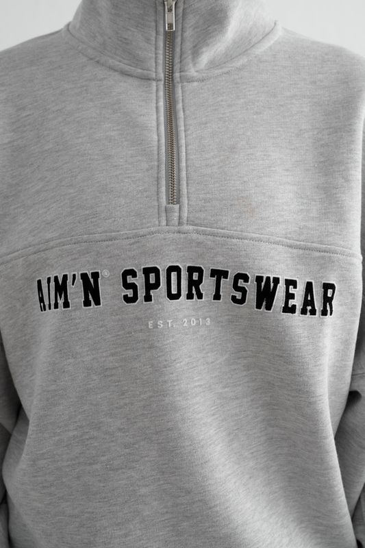 Varsity Sweat Half Zip Grey Melange 