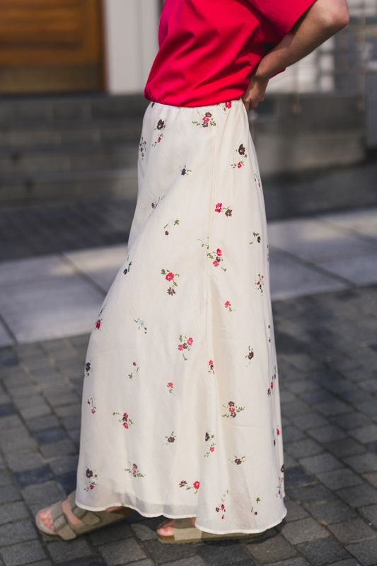 Faustina Skirt AOP Sand Flower 