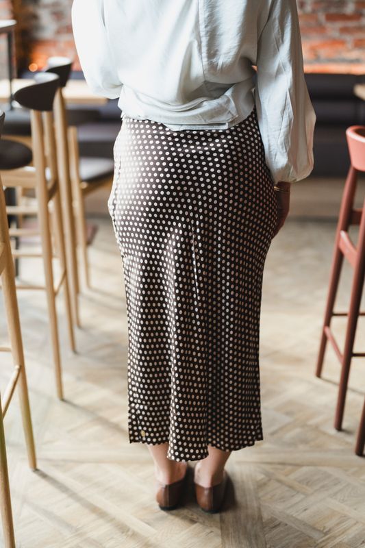 Satin Skirt Blush Dots 
