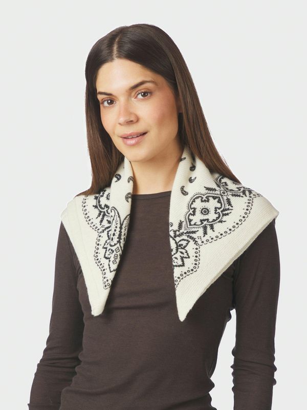 Adelina Paisley Knit Scarf Offwhite 