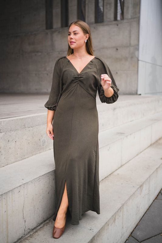 Meriel Structure Solid Dress Army 