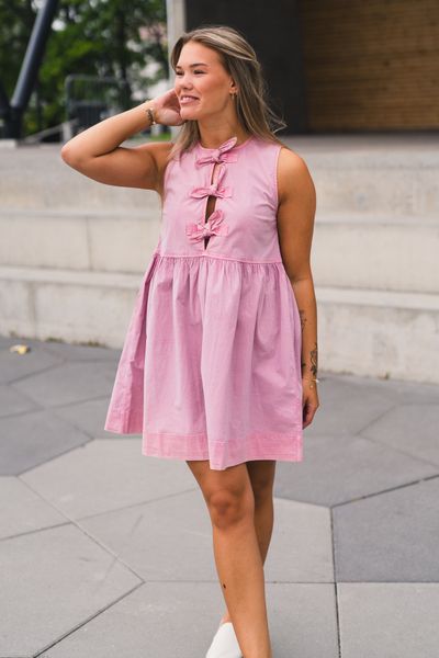 Hovedbilde Washed Stretch Cotton Mini Bow Tie Dress Bleached ...