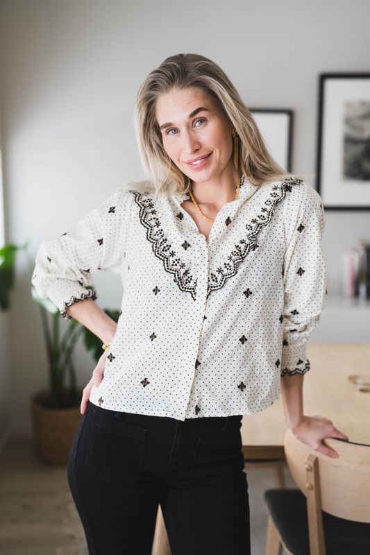 Degas Dot Blouse Offwhite 